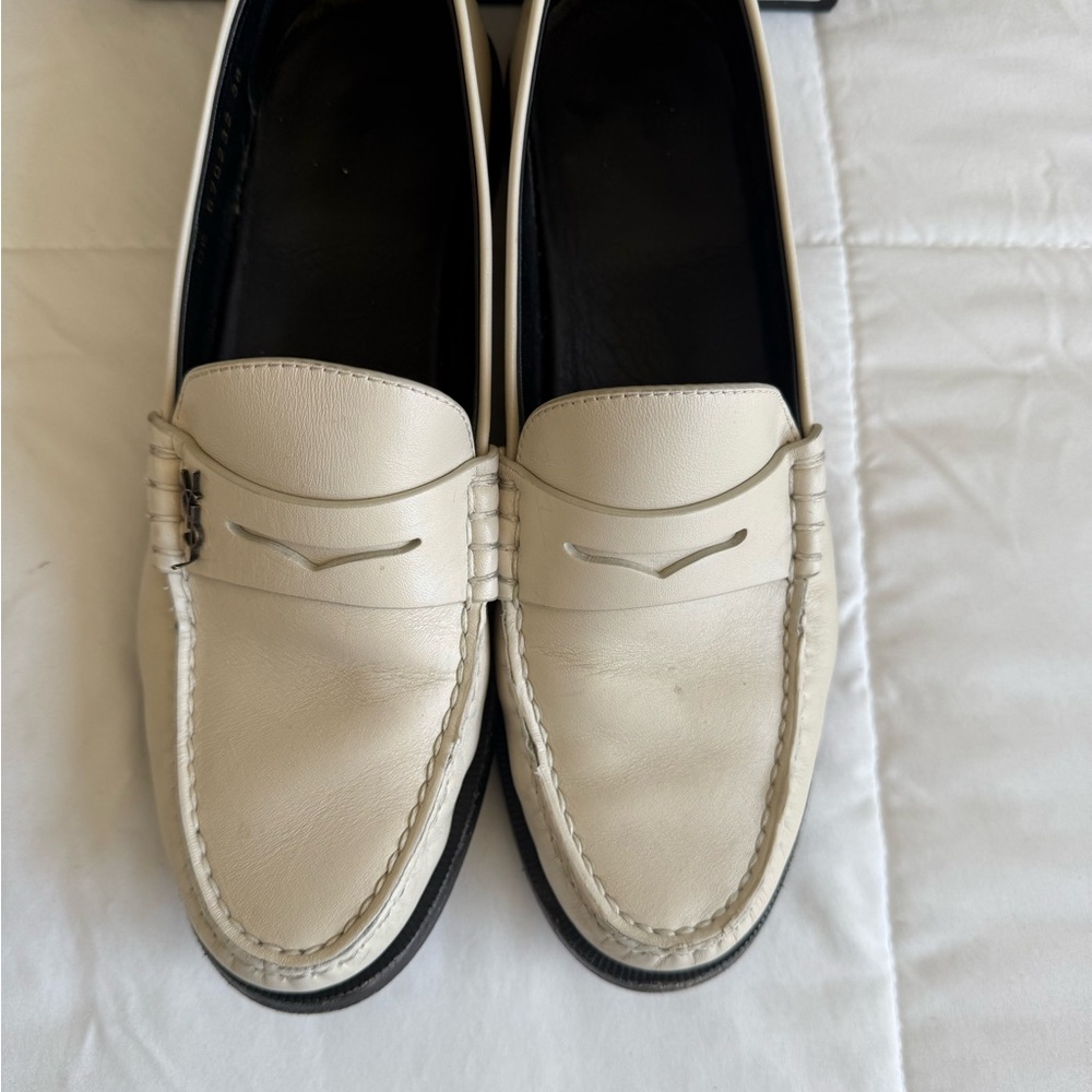 Saint Laurent Off-White Leather Loafers